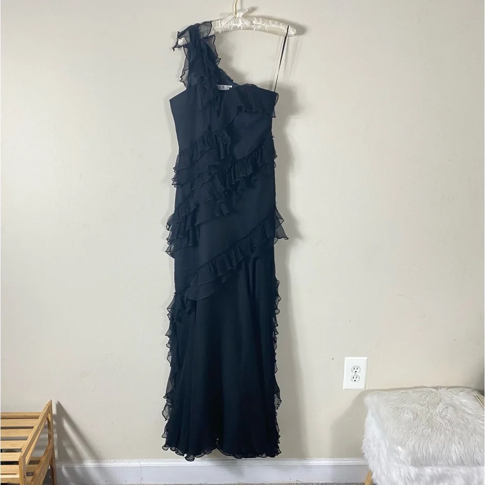 AMUR Harlow Black One-Shoulder Maxi Dress - Picture 9 of 16